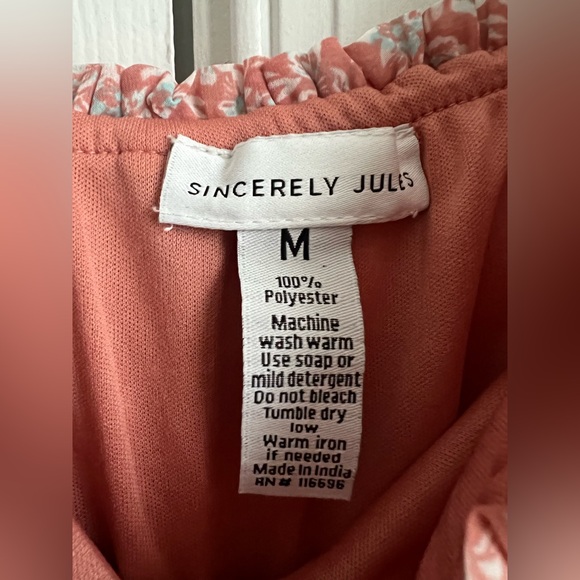 NWT Sincerely Jules Pink Floral Cottagecore Tiered Tie Straps Midi Dress Medium - Picture 3 of 7